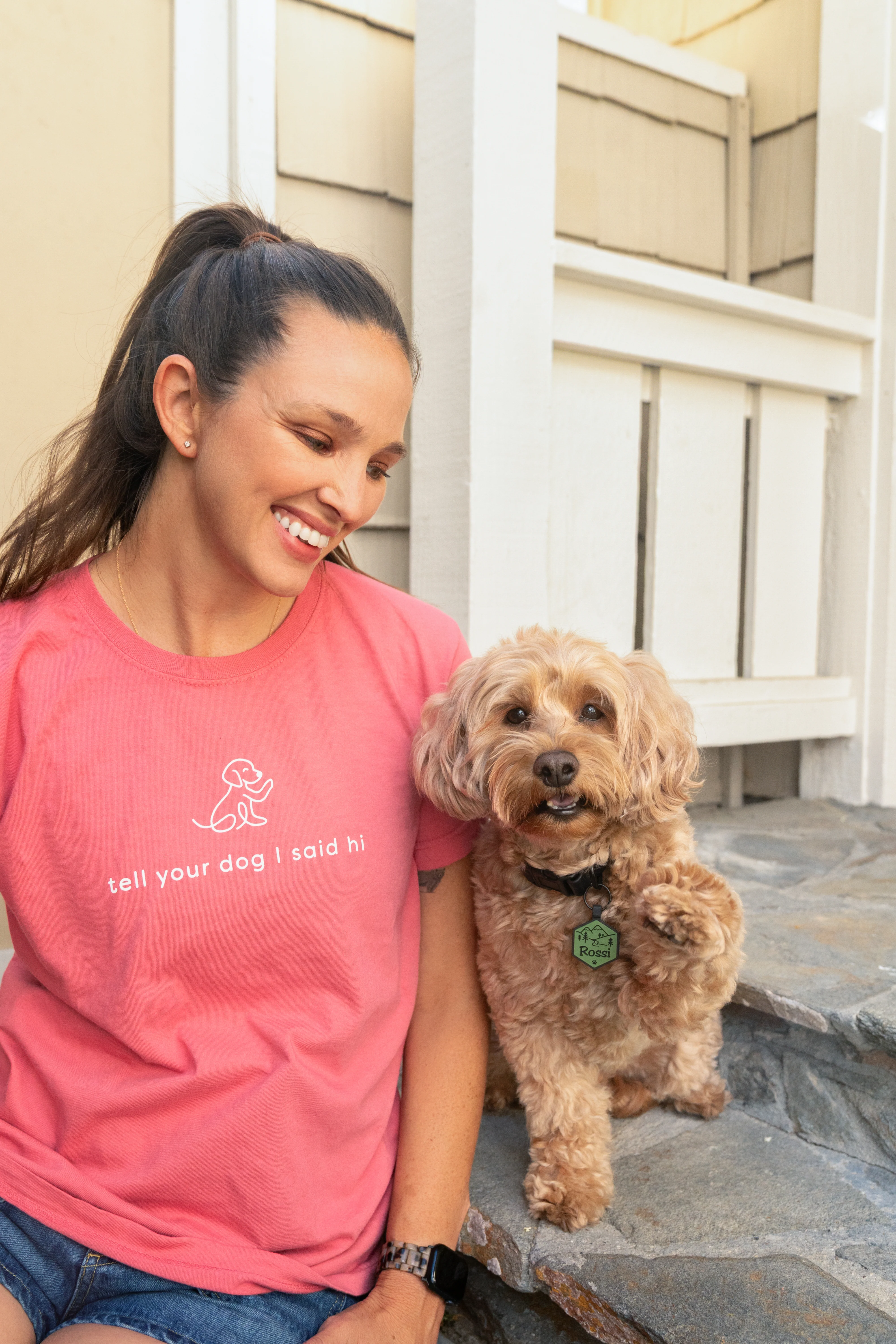 Waving Dog Tee - Pink - Image 3