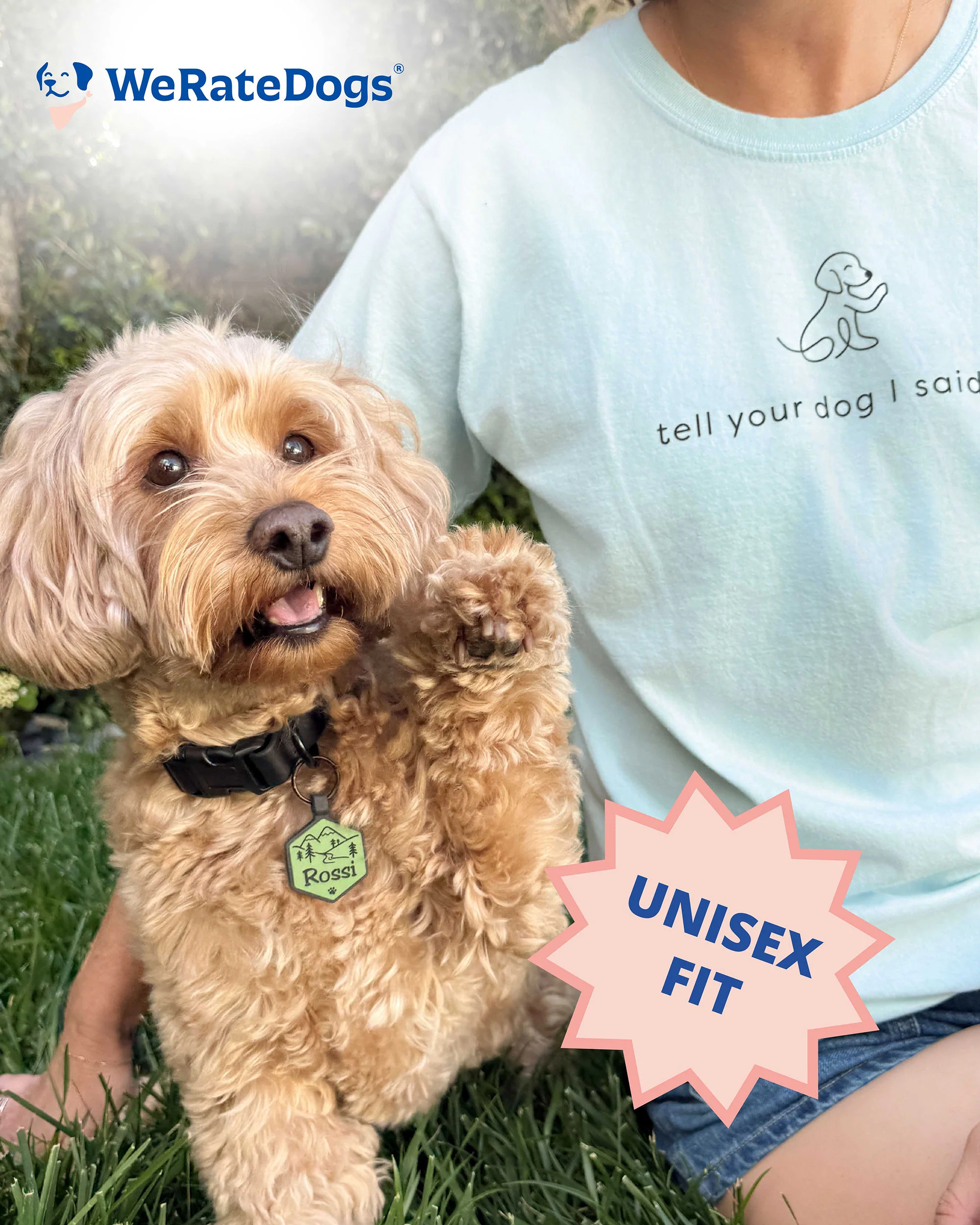 Waving Dog Tee - Spun Sugar - Image 4